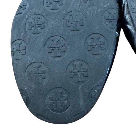 TORY BURCH Reva Black Leather Croc Print Ballet Slip On Flats Scrunch Back 11M - Picture 10 of 11